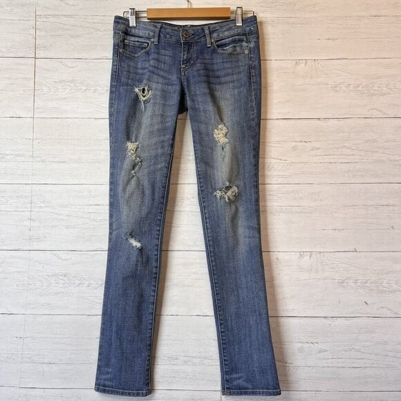 American Eagle Jeans Womens Size 4 Skinny Distressed Light Medium Wash Stretch - Picture 1 of 16